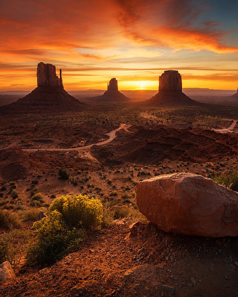 Paisagem desértica de Monument Valley ao amanhecer
